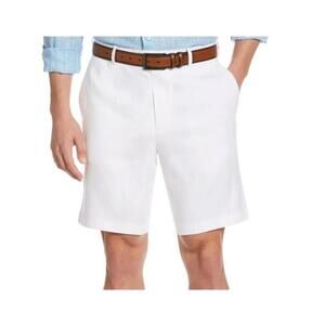 Cubavera ~ Men LINEN-BLEND STRETCH FLAT-FRONT SHORTS White Size 36 #H